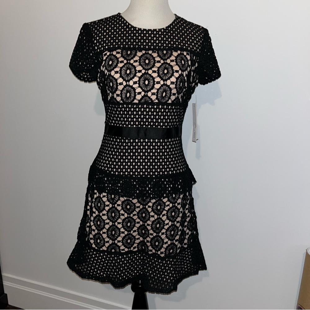 AQUA: mixed lace dress